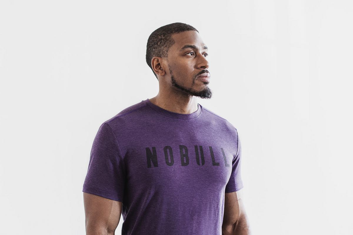 Nobull Men\'s T Shirts Purple | Australia (SM7042)